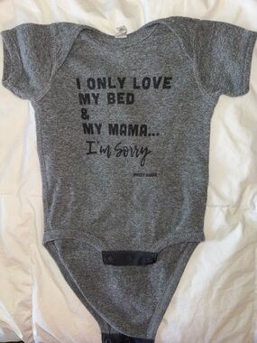 Gray Baby One-Piece Bodysuit with Text Graphic